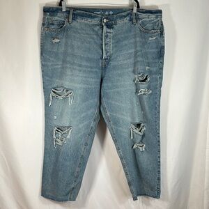 Old Navy Light Blue Extra High-Rise Sky-Hi Straight Distressed Jeans